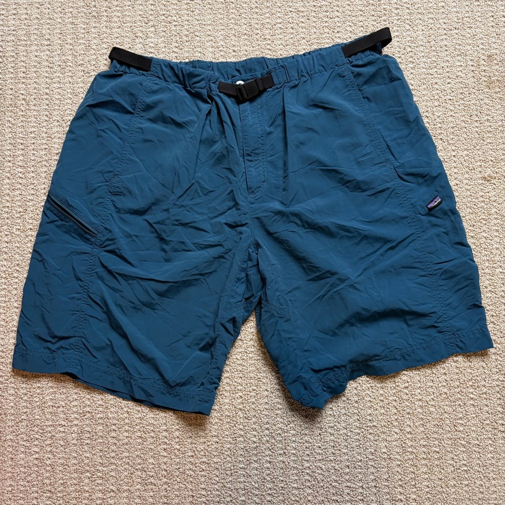 Patagonia Gi III Hiking Shorts Mens XXL Blue Teal Nylon Belted Cargo 8 In Inseam